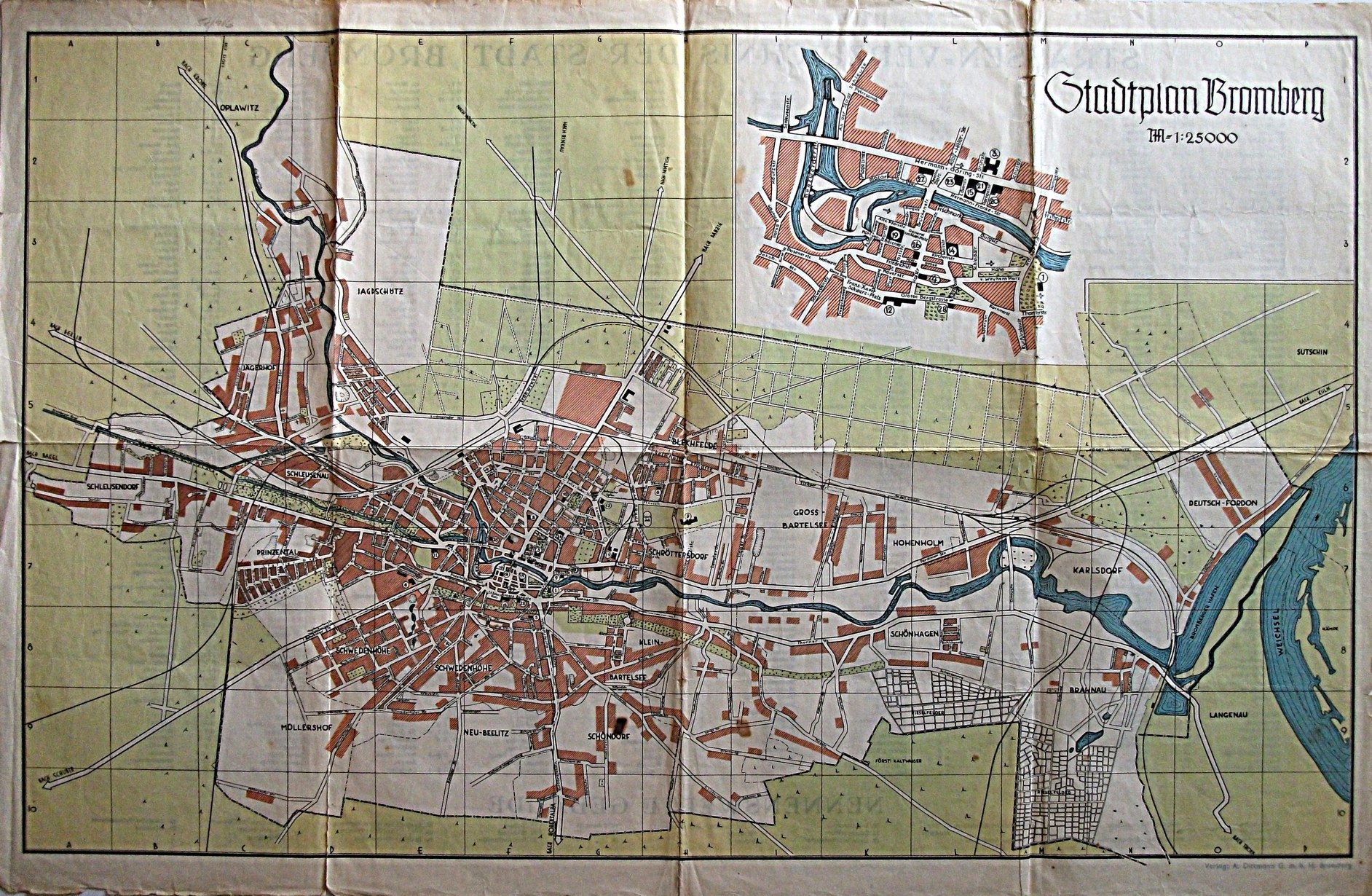 [BYDGOSZCZ]. Stadtplan Bromberg. Bromberg [Lata 30-te XX w. ] Verlag A
