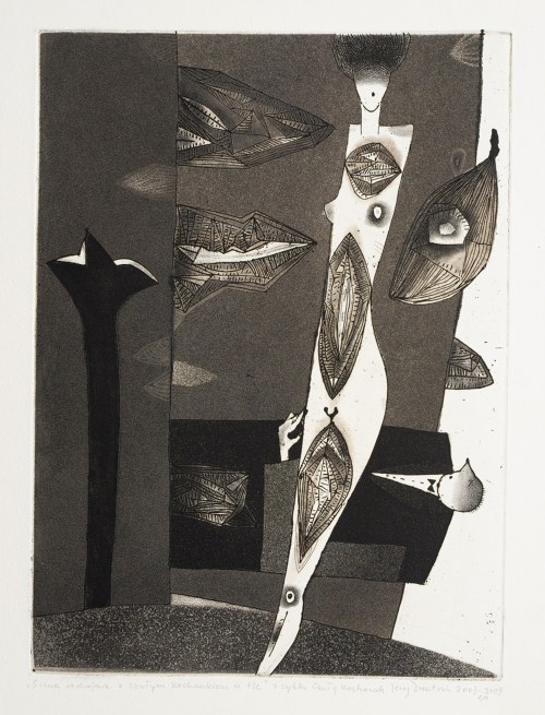 Scena rodzajowa z czułym kochankiem w tle z cyklu Czuły kochanek, 2003-2009, Jerzy Dmitruk