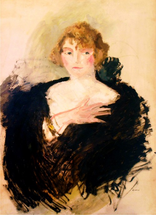 Portret kobiety w czarnej etoli, ok. 1910, Irena Weiss