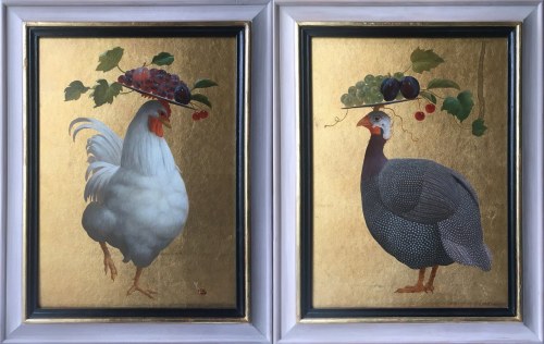 Kogut i Perliczka (dyptyk), 2018, Anna Kozłowska