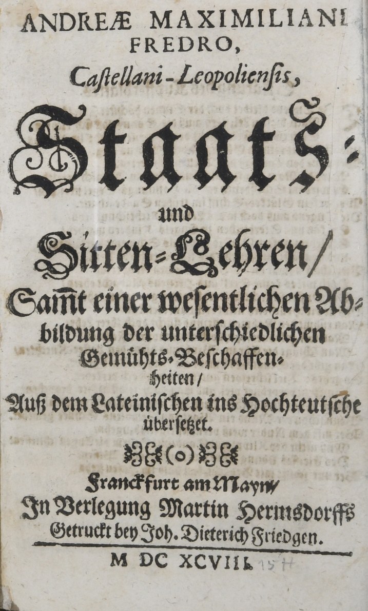 Fredro Andrzej Maksymilian Staats und SittenLehren. Aukcja