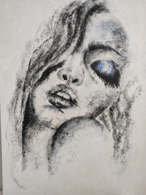 Kuszenie, 2020 r., akryl na płótnie, 60 x 80 cm, sygnatura na odwrocie, Dorota Kołakowska