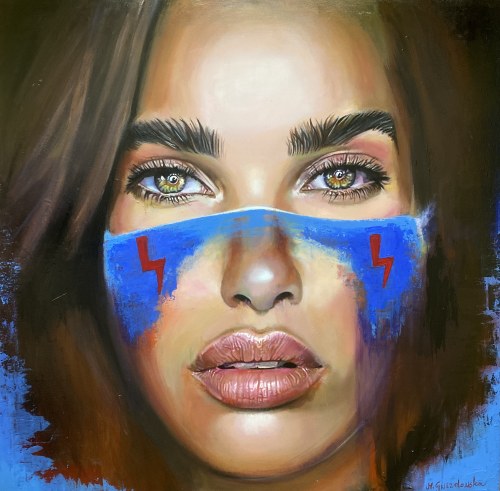 Rok 2020, 2020r., akryl na płótnie, 100 x 100 cm, sygn.p.d, Marta Gwizdowska