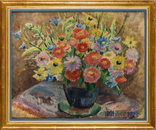 Kwiaty w wazonie, 1938, Karol Hiller