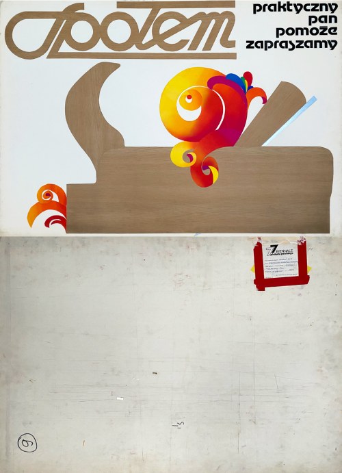Oryginalny projekt plakatu wystawiany na Ogólnopolskim Biennale Plakatu Polskiego w Katowicach 1977 r. „Społem. Praktyczny pan”, 1977, Michał Kliś