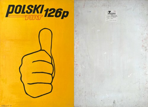 Oryginalny projekt plakatu wystawiany na Ogólnopolskim Biennale Plakatu Polskiego w Katowicach 1977 r. „Polski Fiat 126p”, 1977, Artur Starczewski