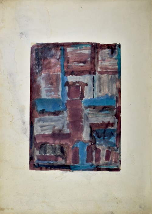 Kompozycja brązowo-niebieska, 1960, Krystyna Pelletier