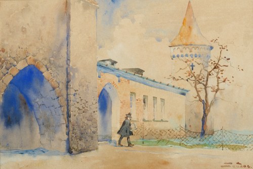 "Pod Bramą Floriańską (widok na Basztę Pasamoników)", Stanisław Tondos