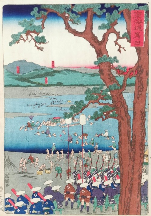 Shimada z cyklu: Słynne miejsca na drodze Tokaido", 1863, Utagawa Kuniteru