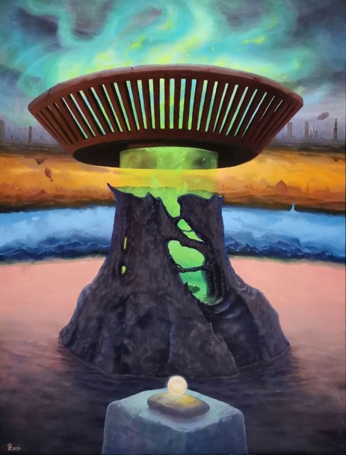Czarna wieża pomiędzy światłami, 2000, Łukasz Prządka
