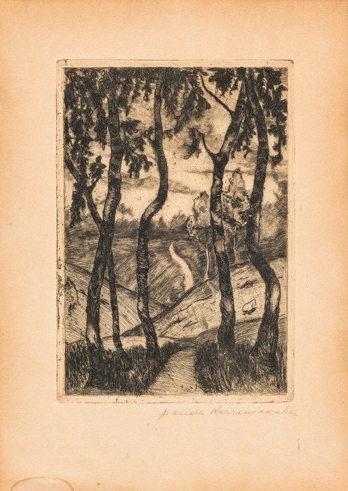 Pejzaż z drzewami, ok. 1913, Wanda Korzeniowska