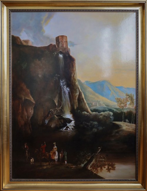XX / XXI w., Pejzaż z wodospadem / Pejzaż dla Huberta, 1994, Hanna Goszczyńska