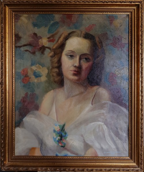 XX w., Portret kobiety w białej sukni, 1937, Sallie Johnston