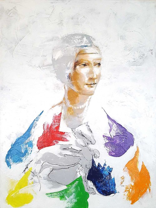 Time to Leonardo da Vinci - lady with a ermine-raibow, 2020, Janusz Tyrpak