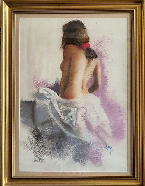 "Girl back with red headscarf and white sarong", Domingo Alvarez Gomez