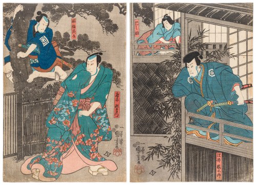 Miyamoto Musashi w zasadzce na nasłanych zabójców, 1847-1853, Utagawa Kuniyoshi
