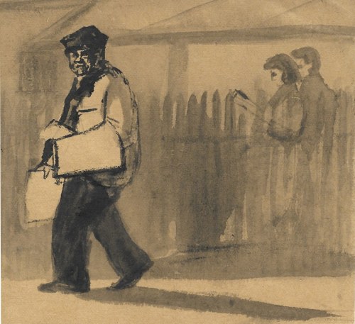 Ilustracja do opowiadania Franciszka Gila "Ostatnie miasto", 1954, Zofia Dębowska-Tarasin