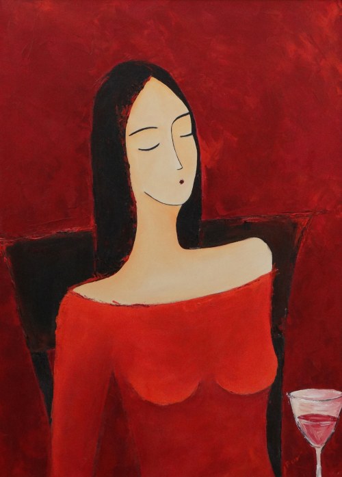 Kobieta z kieliszkiem wina, 2016, Agnieszka Beer