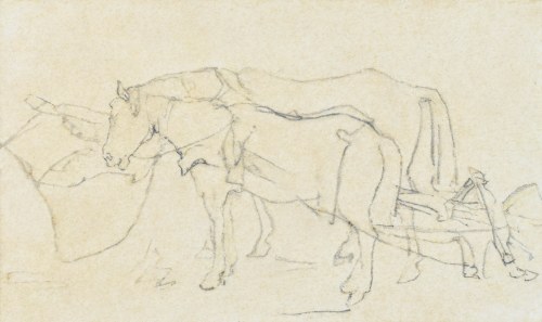 Para koni przy pługu, ok. 1872, Witold Pruszkowski