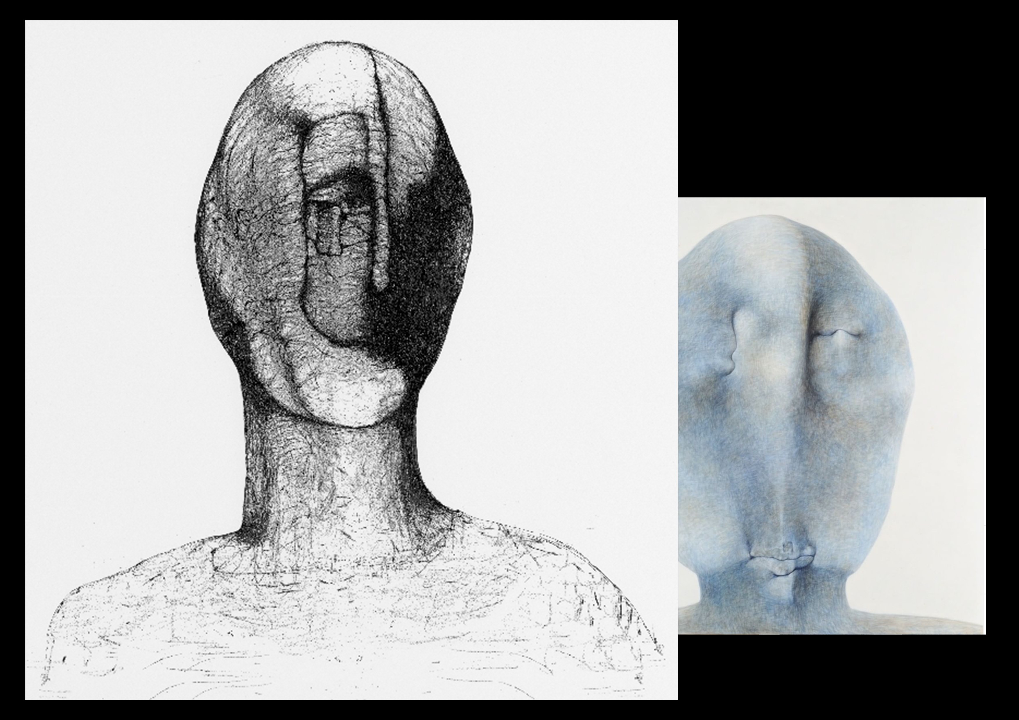 Zdzislaw Beksinski, Face - computer modified drawing (2000