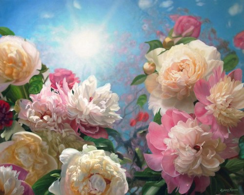 Peonie i błękitne niebo, 2021, Zbigniew Kopania
