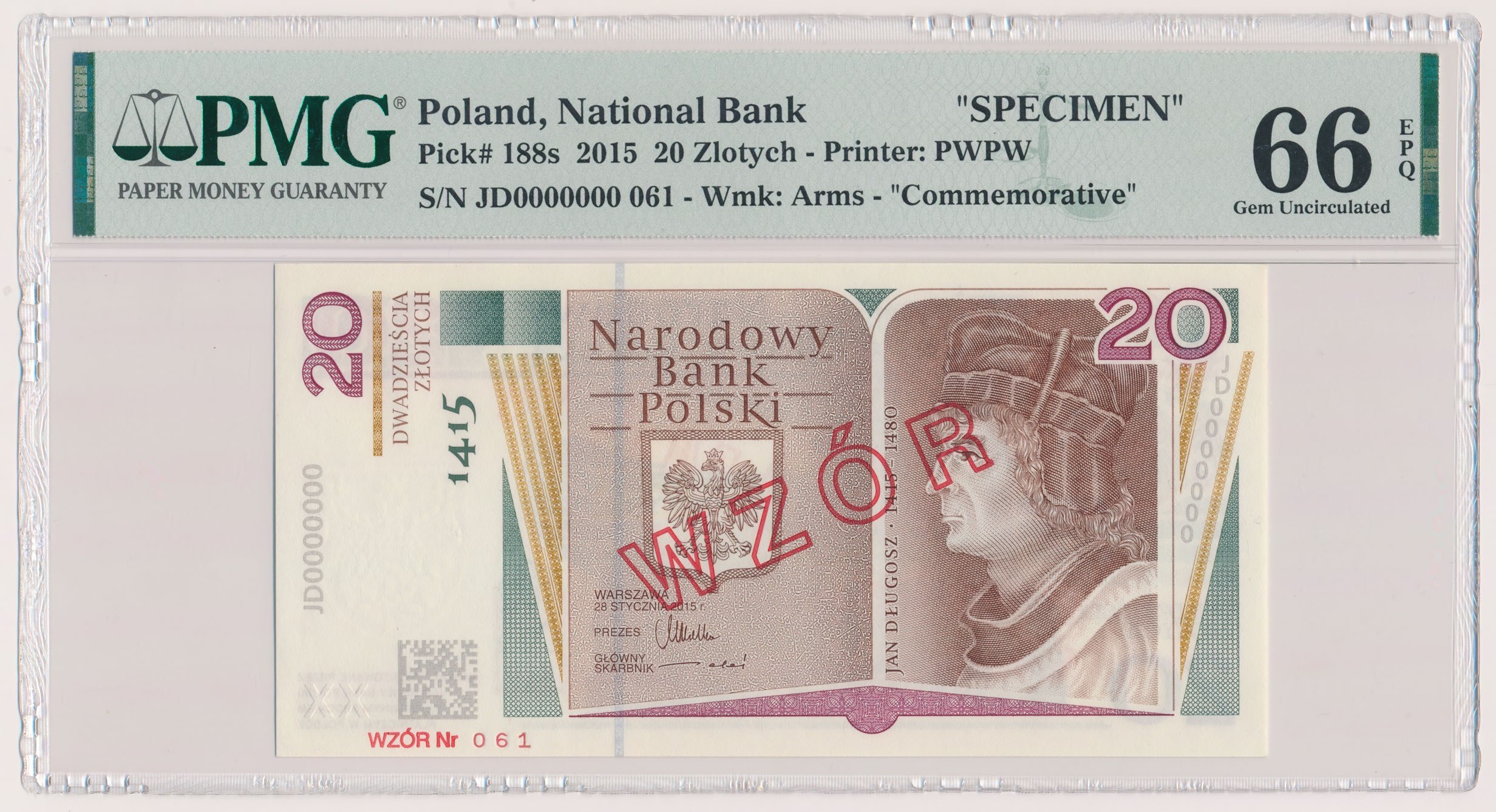 20 złotych 2015 - WZÓR - JD 0000000 - No.061 - Jan Długosz - Aukcja ...