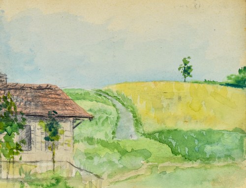 Pejzaż z domem, 1928, Kazimierz Chmurski