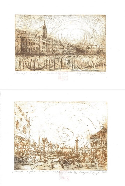 1960, Wenecja na Placu S. Marco oraz Wenecki kanał, dyptyk, 2010, Grzegorz Ratajczyk