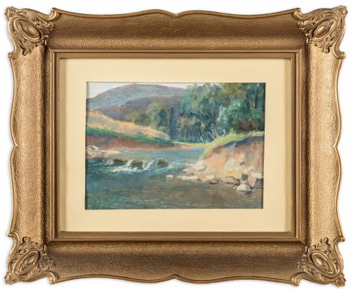 Pejzaż z górską rzeką, 1950, Mieczysław Serwin-Oracki
