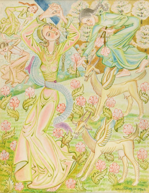 Słowiańskie boginki zbierające kwiaty, 1943, Franciszek Walczowski