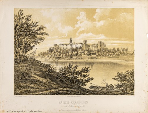 Zamek krakowski od strony południowo-zachodniej, ok. 1860, Henryk Walter
