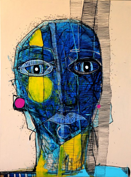 Portret niebieski - zasupłane, 2020 r., Ewelina Lochman