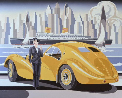 Kobieta, Batory i żółte Bugatti, 2021, Tomasz Kostecki