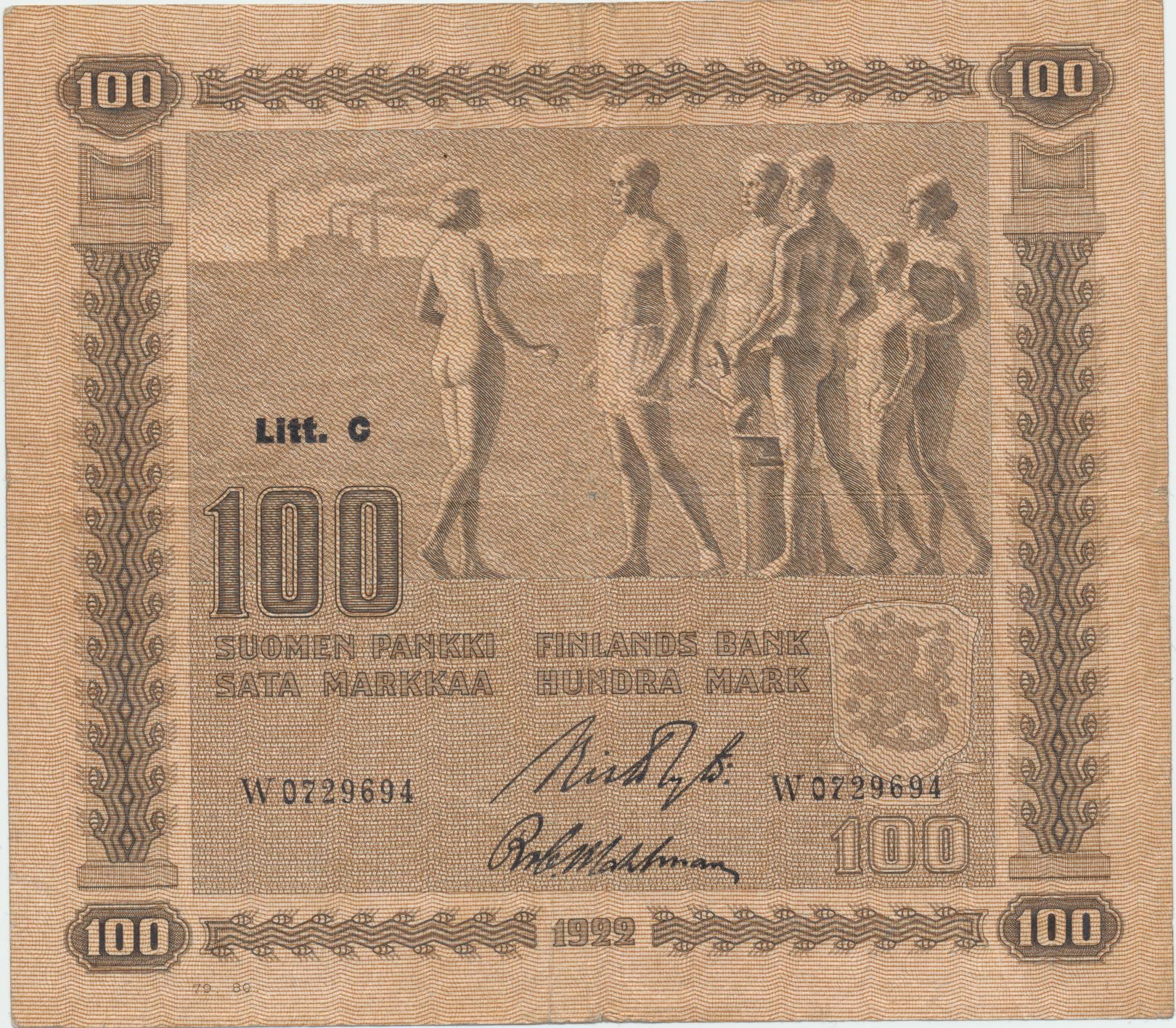 超安い Litt 1922 markkaa 100 Finland C. internetowa Aukcja - 世界
