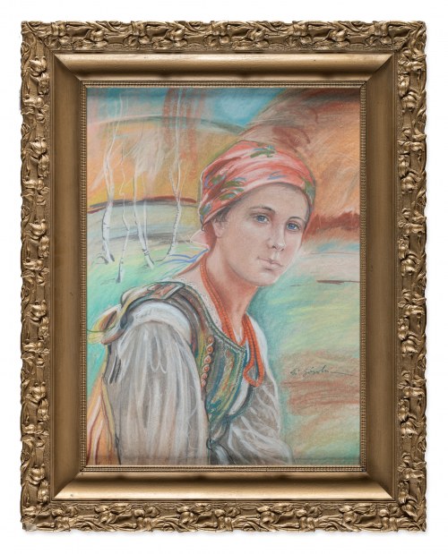 Dziewczyna w stroju krakowskim, lata 30. XX w., Stanisław Górski