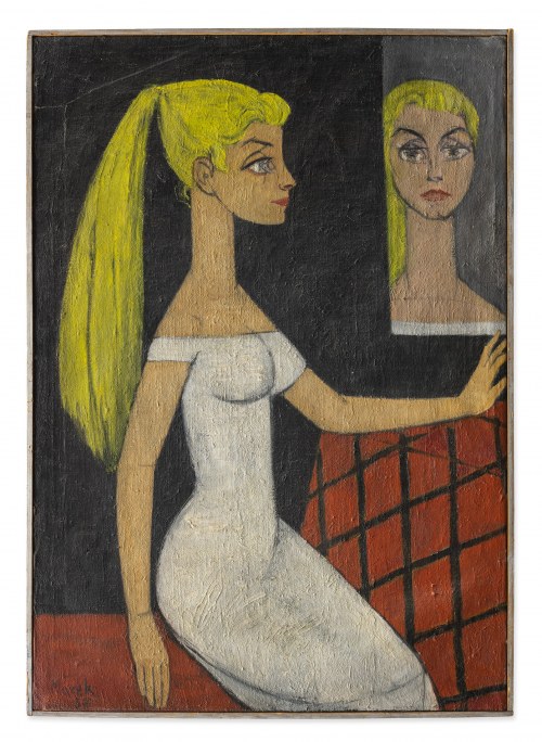 Portret malarki Danuty K.[luzowej], 1957, Józef Marek