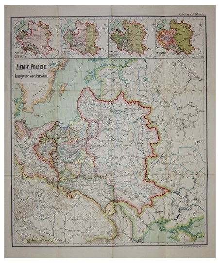 [POLSKA]. Ziemie Polskie Po Kongresie Wiedeńskim. Litografia Barwna ...