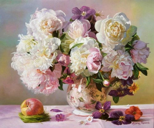 Peonie z jabłkiem, 2021, Zbigniew Kopania