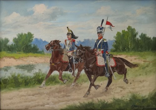 Ułan i kirasjer na koniach, 1993, Edward Mesjasz