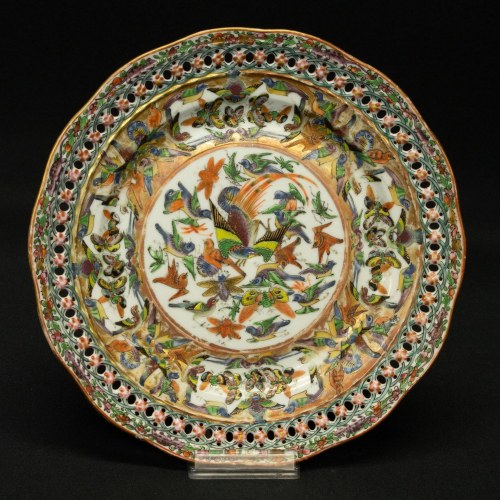 talerz z dekoracją chinoiserie XIX w., Porcelana „Wałbrzych” (dawniej Tielsch)
