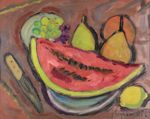 Martwa natura z arbuzem, lata 60-te XX w., Jan Hrynkowski