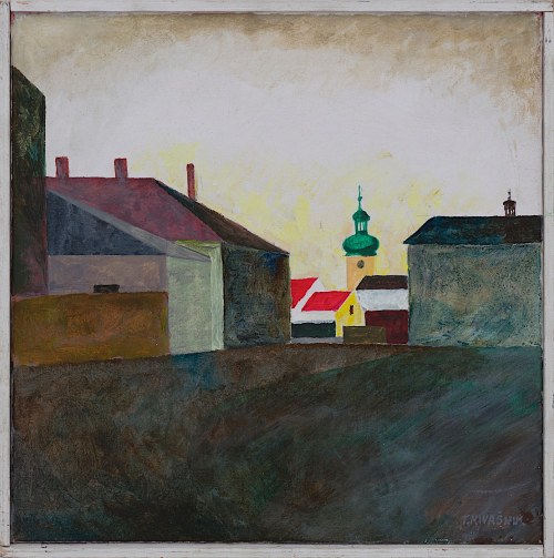 Pejzaż starosądecki II (z cerkwią), 2009, Tadeusz Kwaśnik
