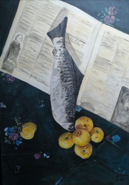 Martwa natura z rybą, 2021, Katarzyna Zachtej