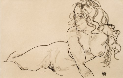 Sich aufstutzender weiblicher..., 2000, Egon Schiele