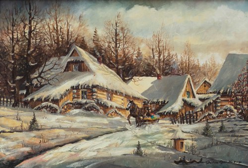 Pejzaż zimowy z chatami,2009, Dariusz Orszulik