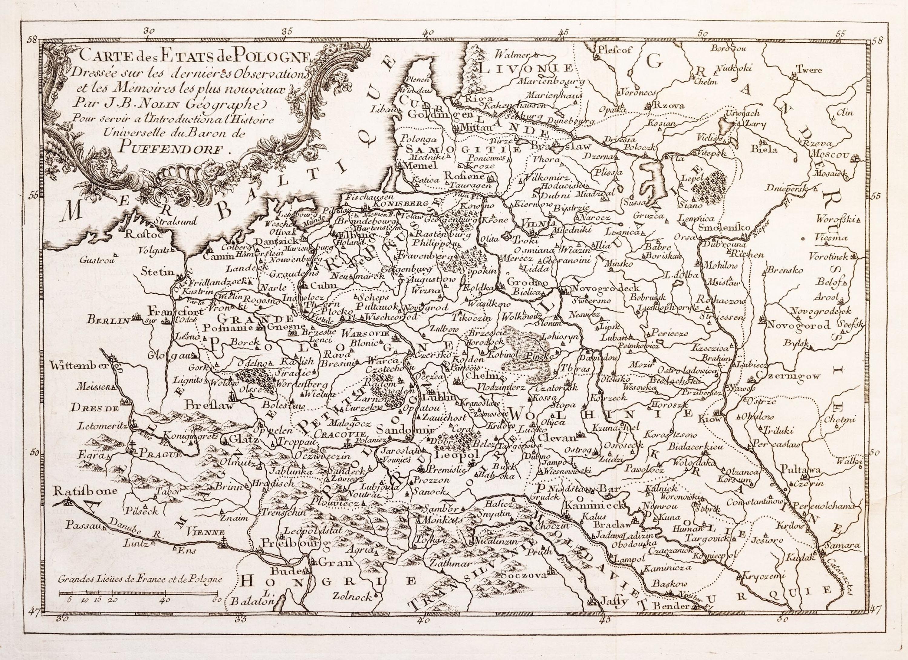 Jean Baptiste Nolin I, Carte des Etats de Pologne - Online auction ...