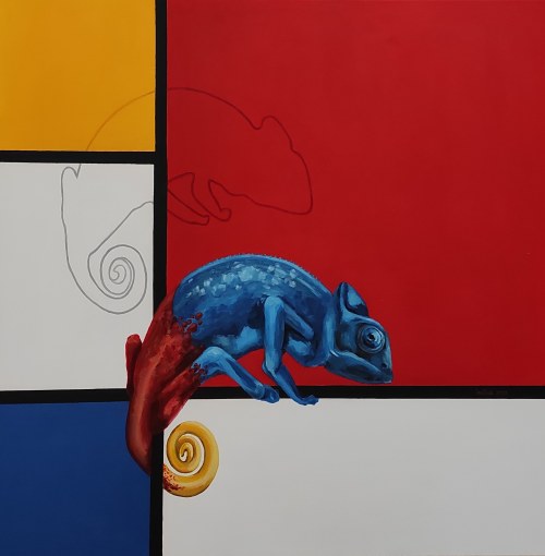 Mondrian i kameleon, 2021, Izabela Sak