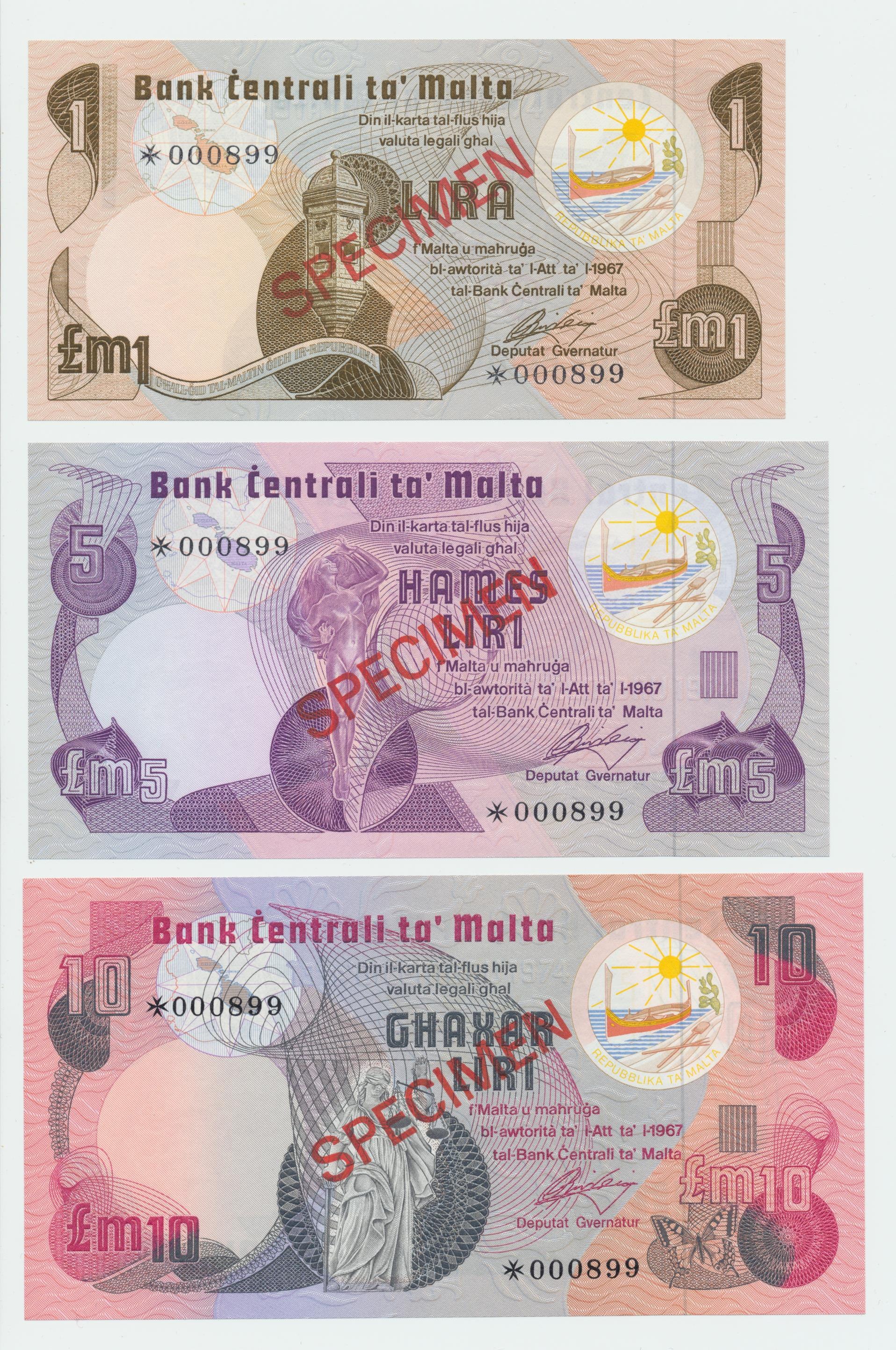 Malta 1-100 pounds 1979 - Specimens (3) - Internetová aukce