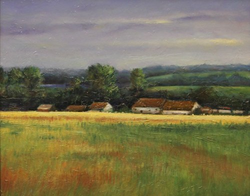 Pejzaż wiejski z rzeką, Kazimierz Krasowski