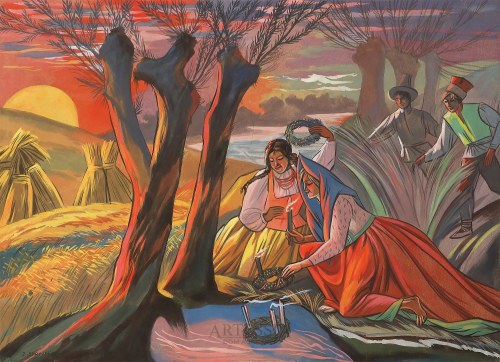 Sobótka - puszczanie wianków, 3 ćw. XX w., Zofia Stryjeńska